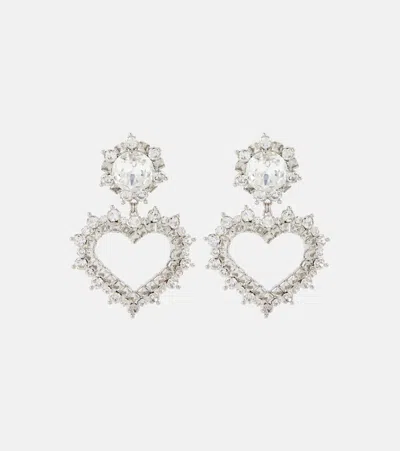 Alessandra Rich Crystal-embellished Clip-on Earrings In White