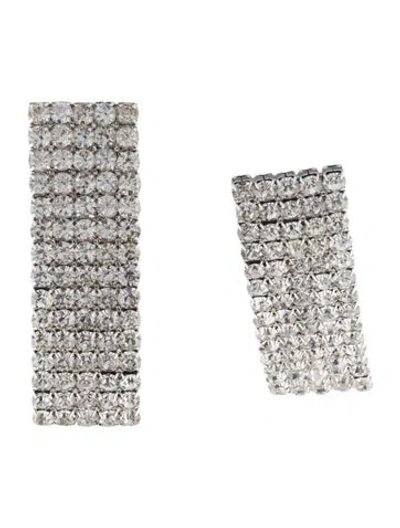 Pre-owned Alessandra Rich Crystal Embellished Clip-on Drop Earrings In Multi