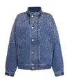 Alessandra Rich Rhinestone-embellished Denim Bomber Jacket In Blue