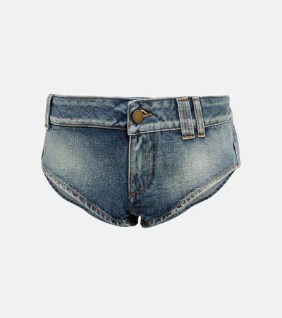 Alessandra Rich Logo-patch Denim Shorts In Blue