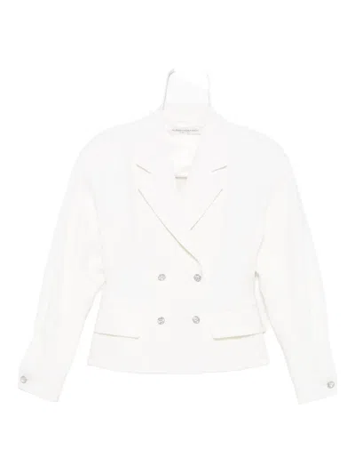 Alessandra Rich Crystal-embellished Double-breasted Jacket In White
