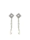 Alessandra Rich Mini Embellished Metal Earrings 10.5 Cm X 2.5 Cm In Silver
