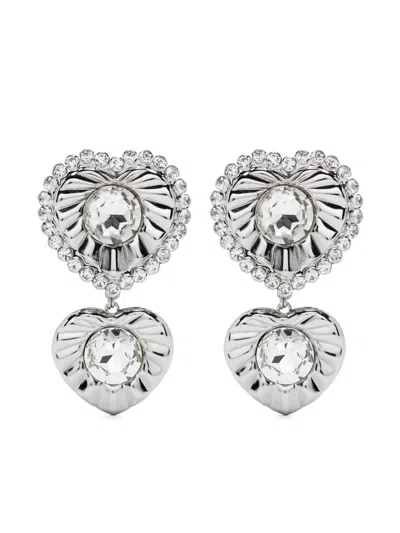 Alessandra Rich Crystal-embellished Drop Earrings In Silver