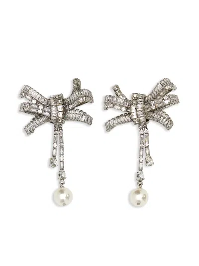 Alessandra Rich Crystal-embellished Earrings In Silber