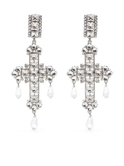 Alessandra Rich Crystal-embellished Earrings In White