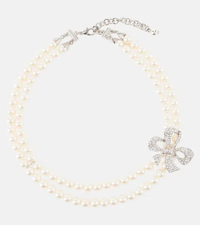 Alessandra Rich Crystal-embellished Faux Pearl Necklace In Gold