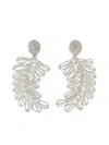 Alessandra Rich Crystal-embellished Feather Earrings In Metallic