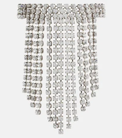 Alessandra Rich Crystal-embellished Fringe Necklace In Silver