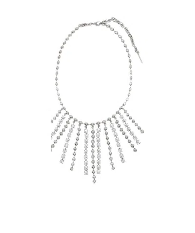Alessandra Rich Crystal-embellished Fringed Necklace In White