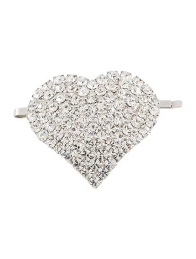 Pre-owned Alessandra Rich Crystal Embellished Hair Clip In Silver
