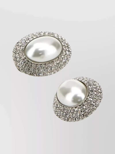 Alessandra Rich Crystal Embellished Metallic Earrings