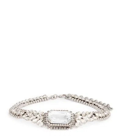 Alessandra Rich Crystal-embellished Necklace In Silver