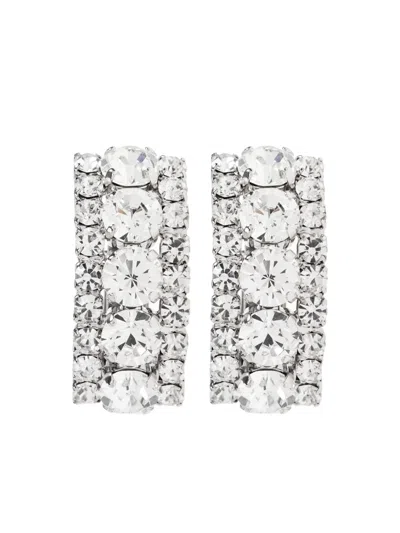 Alessandra Rich Crystal-embellished Rectangular Earrings In White