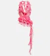 Alessandra Rich Crystal-embellished Ruffled Silk Top In Pink