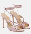 Alessandra Rich 100mm Satin Sandals In Dusty Pink