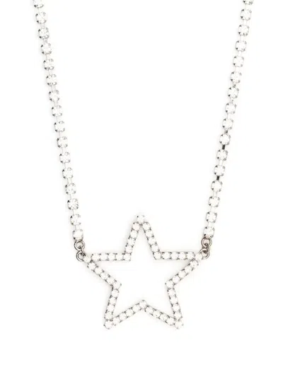 Alessandra Rich Crystal-embellished Star Necklace In Silber