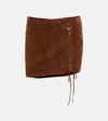 Alessandra Rich Minirock Aus Veloursleder In Light Brown