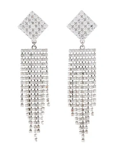 Pre-owned Alessandra Rich Crystal Fringe Clip-on Drop Earrings In Multi