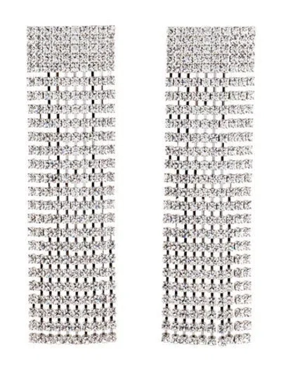 Pre-owned Alessandra Rich Crystal Fringe Clip-on Earrings In Multicolor