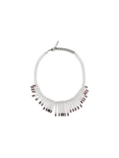 Alessandra Rich Crystal Fringe Necklace In Purple