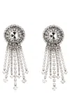 Alessandra Rich Crystal Round Dangling Earrings In Cry Silver