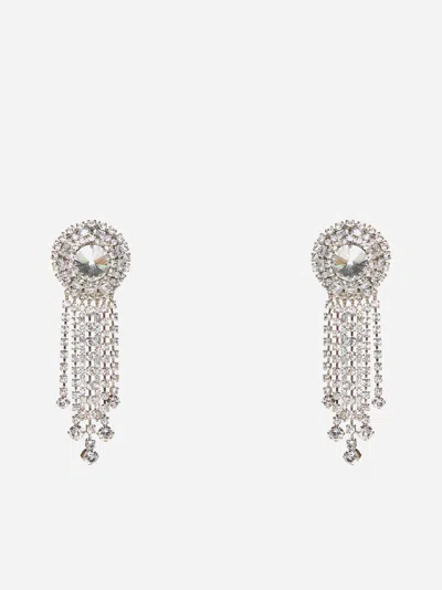 Alessandra Rich Crystal Fringed Round Earrings In Silver