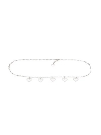 Alessandra Rich Crystal Heart Belt In Metallic