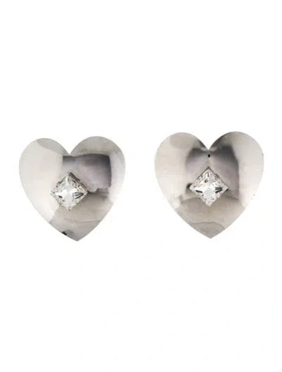 Pre-owned Alessandra Rich Crystal Heart Clip-on Earrings In Multi