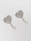 Alessandra Rich Heart Crystals And Pearl Earrings
