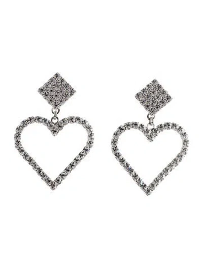 Pre-owned Alessandra Rich Crystal Heart Earclip Drop Earrings In Multi