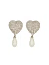 Alessandra Rich Heart-shaped Crystal Earrings In Silver