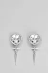 Alessandra Rich Crystal Heart Earrings In Silver