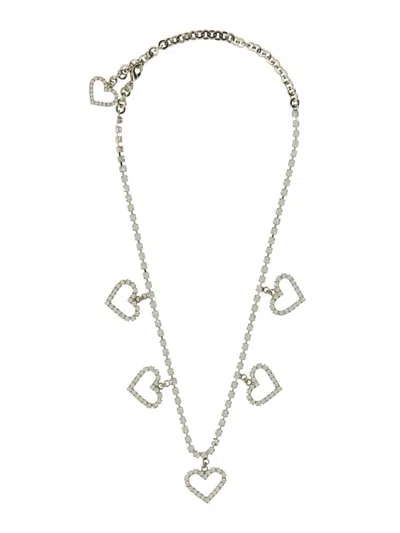 ALESSANDRA RICH ALESSANDRA RICH CRYSTAL NECKLACE WITH HEART PENDANTS