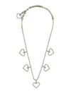 Alessandra Rich Crystal Necklace With Heart Pendants In Silver