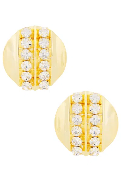 Alessandra Rich Crystal Round Earrings In Crystal & Gold