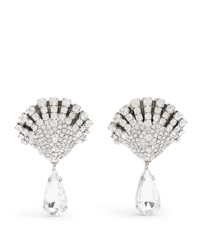 Alessandra Rich Crystal Shell Earrings In Metallic