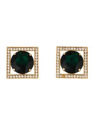 Pre-owned Alessandra Rich Crystal Square Clip-on Earrings In Multi