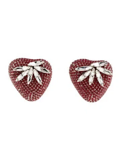 Pre-owned Alessandra Rich Crystal Strawberry Clip-on Earrings In Multi