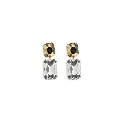 Alessandra Rich Crystal-drop Clip-on Earrings In Gold