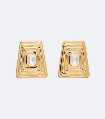 Alessandra Rich Crystal-embellished Clip-on Earrings In Gold