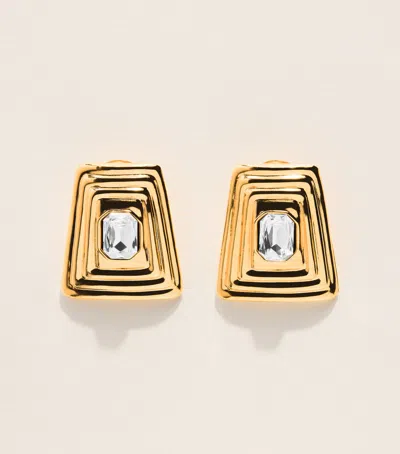 Alessandra Rich Crystal-embellished Clip-on Earrings In Gold