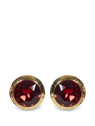 Alessandra Rich Crystal-embellished Clip-on Earrings In Brown