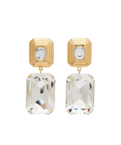 Alessandra Rich Crystal-embellished Clip-on Earrings In Gold
