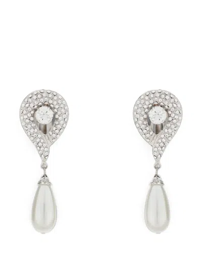 Alessandra Rich Crystal-embellished Drop Earrings In Metallic