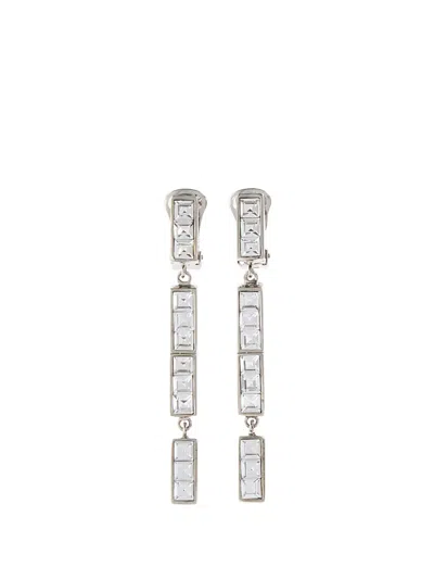 Alessandra Rich 8.5 Cm Embellished Metal Earrings For Women In Silver