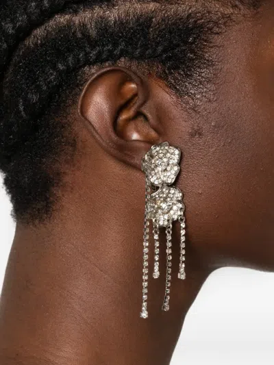 Alessandra Rich Floral Crystal Drop Hypoallergenic Statement Earrings In Metallic