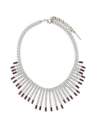Alessandra Rich Metal Necklace Rhinestone Detail Adjustable Length In Multi