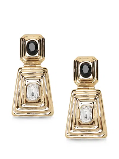 Alessandra Rich Goldtone Clipon Earrings With Crystals In Transparent