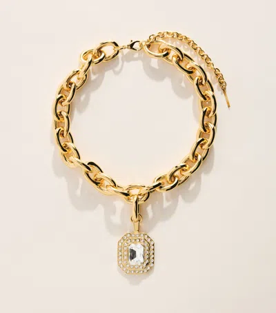 Alessandra Rich Crystal-embellished Pendant Necklace In Gold