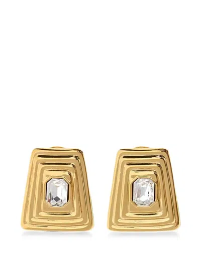 Alessandra Rich Crystal-embellished Trapezoid Earrings In Gold